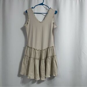 LUXVEER Womens Summer Mini Dresses Casual Ruffle Flowy Tiered Sleeveless M New